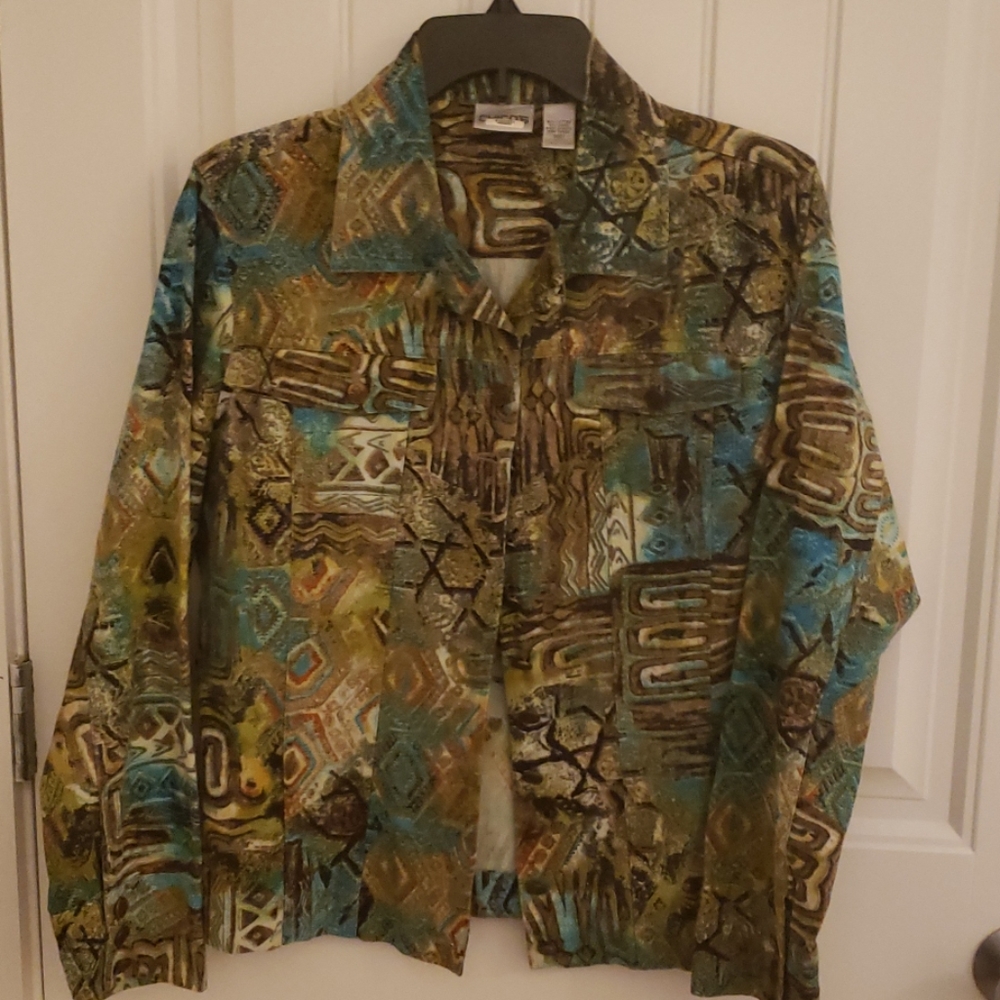 CHICO'S COLORFUL 90%cotton/10%linen jacket